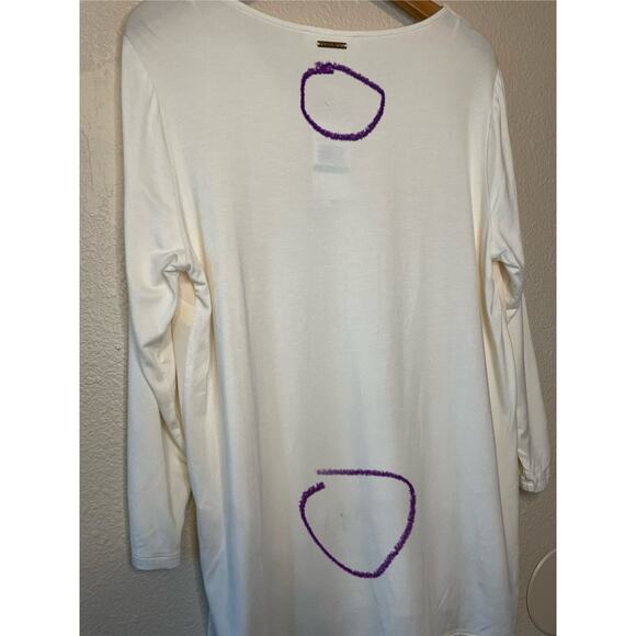 NWT Michael Kors Glam Minimalist Ivory Flowy Long Sleeve V Neck Blouse Large - Picture 4 of 12